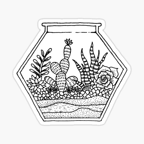 Terrarium (Line Drawing) Sticker