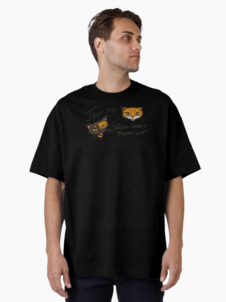 Thumbnail 1 of 7, Oversized T-Shirt, jean says, "never cross a picket line" designed and sold by kittenry.