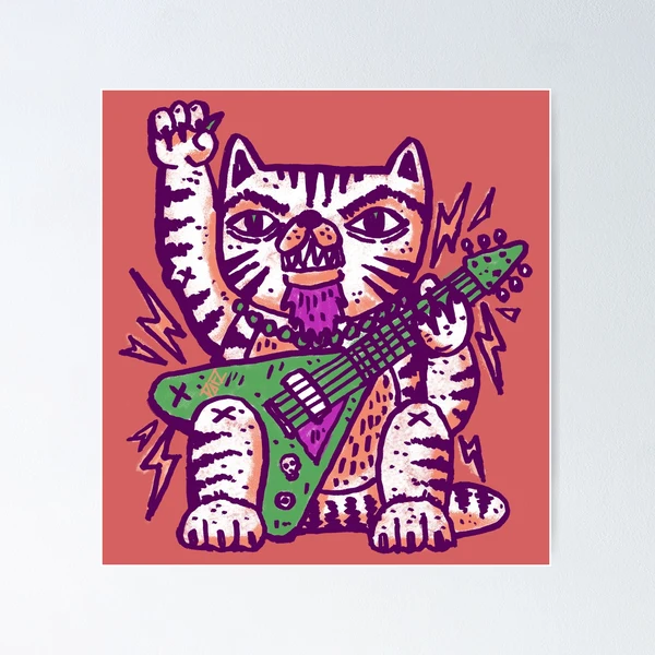 MANEKU-NEKO ポスター ギター猫 ♾ 新作持っていきます( * ॑꒳ ॑