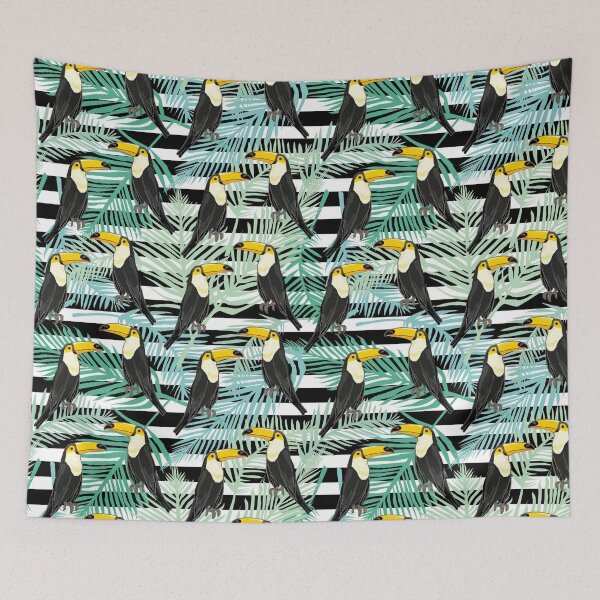 Item preview, Toucan striped pattern designed and sold by RoslynArt.