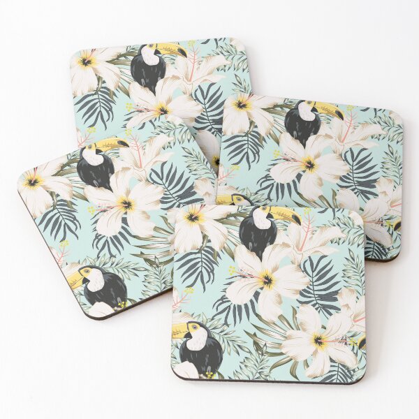 Item preview, Toucan with white hibiscus flower designed and sold by RoslynArt.