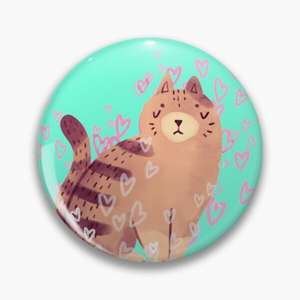 Item preview, Solemn Kitty, Love Catually colorful kitty and hearts designed and sold by LeoGallery.