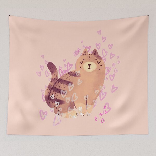 Item preview, Solemn Kitty, Love Catually colorful kitty and hearts designed and sold by LeoGallery.
