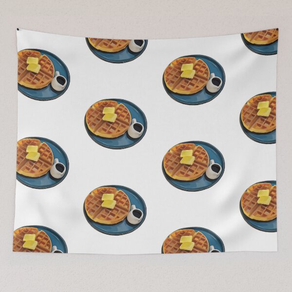 Item preview, Waffle with butter served on plate with maple syrup designed and sold by Whimsical Wenli.