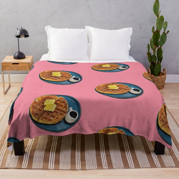 Item preview, Waffle with butter served on plate with maple syrup [Pink] designed and sold by Whimsical Wenli.