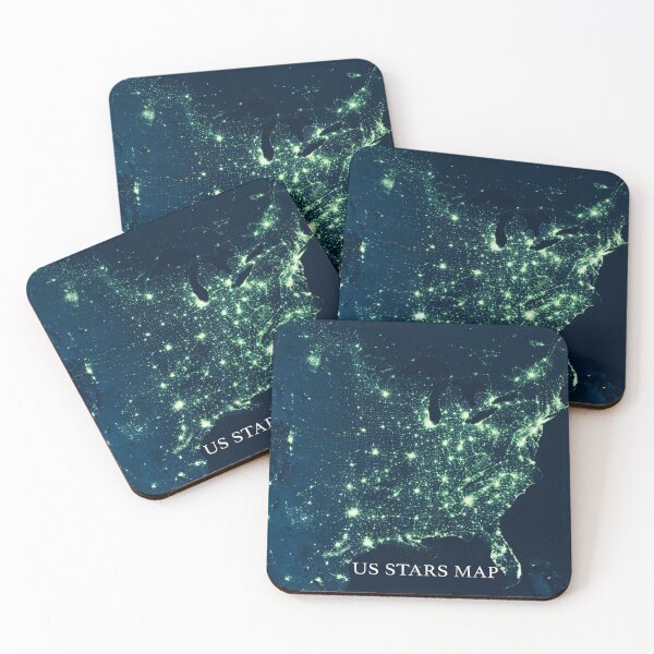 Item preview, blacklight united states stars night map - hypercolor stars designed and sold by Long Exposure.