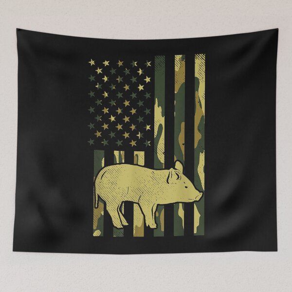 Artikelvorschau, Camo US Flag Pig Military Farm Animal Patriotic Farmer Gift entworfen und verkauft von Mitzi12312.