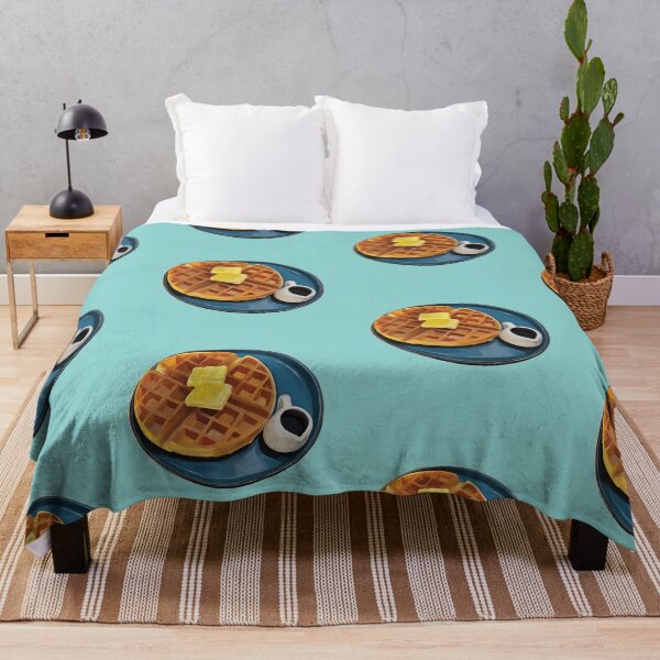Item preview, Waffle with butter served on plate with maple syrup [Green] designed and sold by Whimsical Wenli.