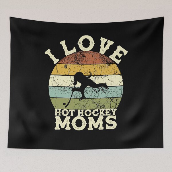 Item preview, I Love Hot Hockey Moms - Pegatina divertida Retro Sunset designed and sold by andrei49387.