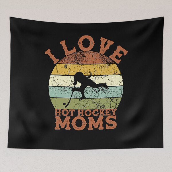 Item preview, I Love Hot Hockey Moms - Pegatina divertida Retro Sunset designed and sold by andrei49387.