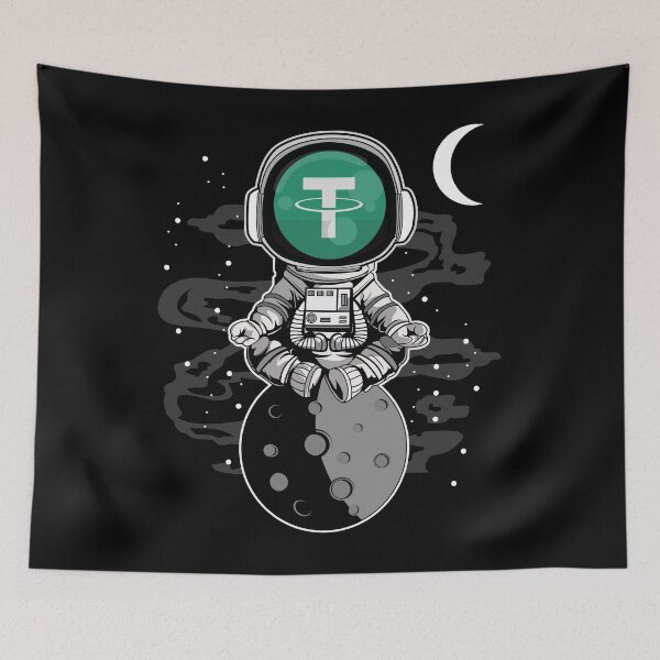 Item preview, Astronaut Yoga Tether USDT Coin To The Moon Crypto Token Cryptocurrency Blockchain Wallet HODL designed and sold by AdamRoberts90.
