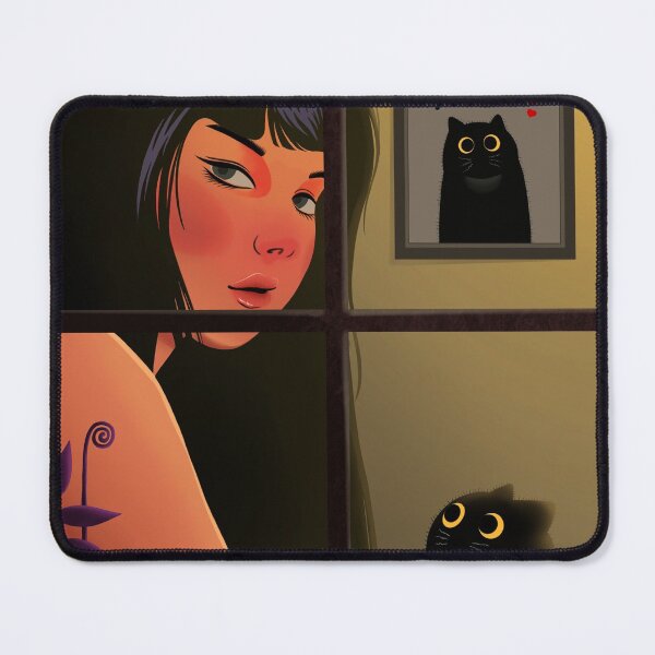 Item preview, Girl by the window and her favorite kitty designed and sold by Hartsygarden.