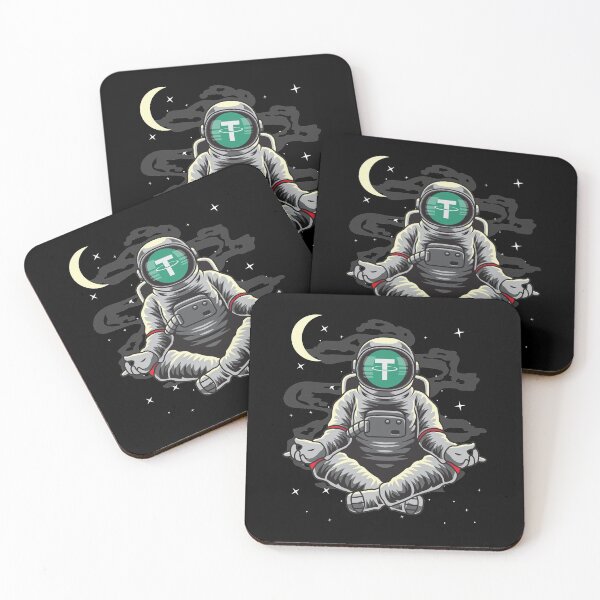 Item preview, Astronaut Yoga Tether USDT Coin To The Moon Crypto Token Cryptocurrency Blockchain Wallet HODL designed and sold by AdamRoberts90.