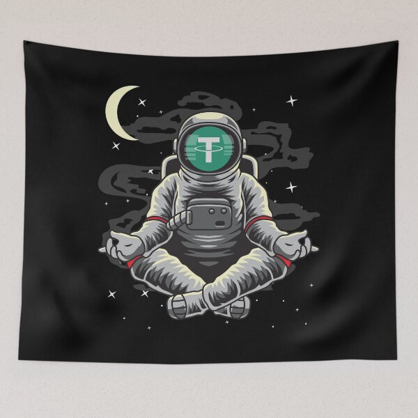 Item preview, Astronaut Yoga Tether USDT Coin To The Moon Crypto Token Cryptocurrency Blockchain Wallet HODL designed and sold by AdamRoberts90.