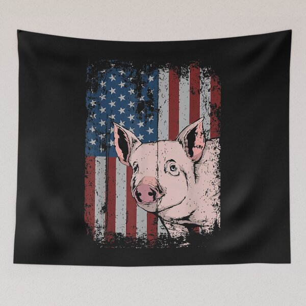Aperçu de l'œuvre Pig American USA Flag Patriotic Pig Farm Gift créée et vendue par Mitzi12312.