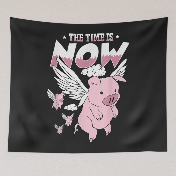 Item preview, The Time Is Now Funny Flying Pig Magical Sky Bacon Pig Lover designed and sold by Siosaia88.