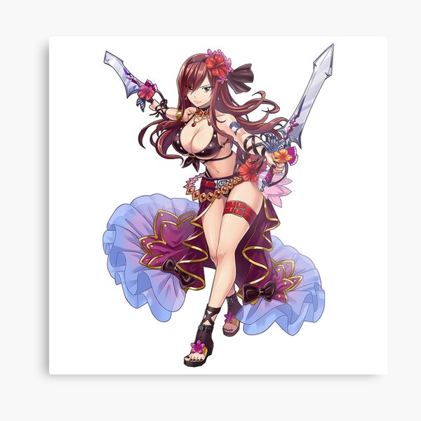 Fairy tail anime blue long haired erza scarlet serious woman wearing  samurai armor