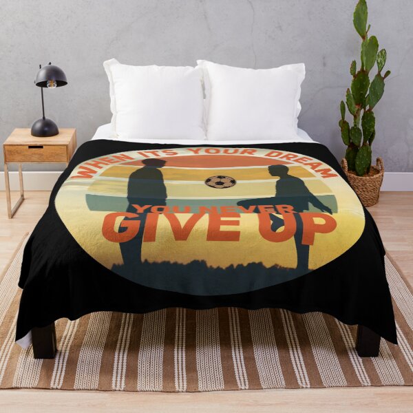 Item preview, soccer retro sunset shirt Never Give up designed and sold by onzpacesdesign.