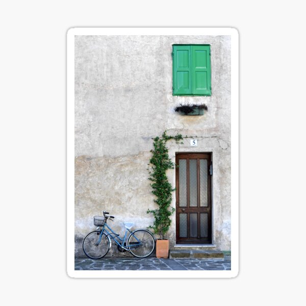 Bicycle beside the door, Italy Sticker