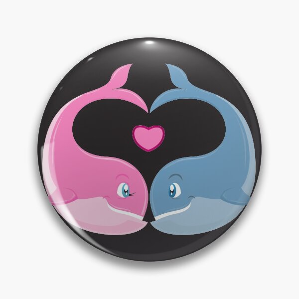 Item preview, Corazón y delfines rosados y azules designed and sold by VinCut.