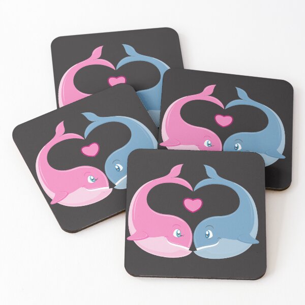 Item preview, Pink and Blue dolphins and heart designed and sold by VinCut.