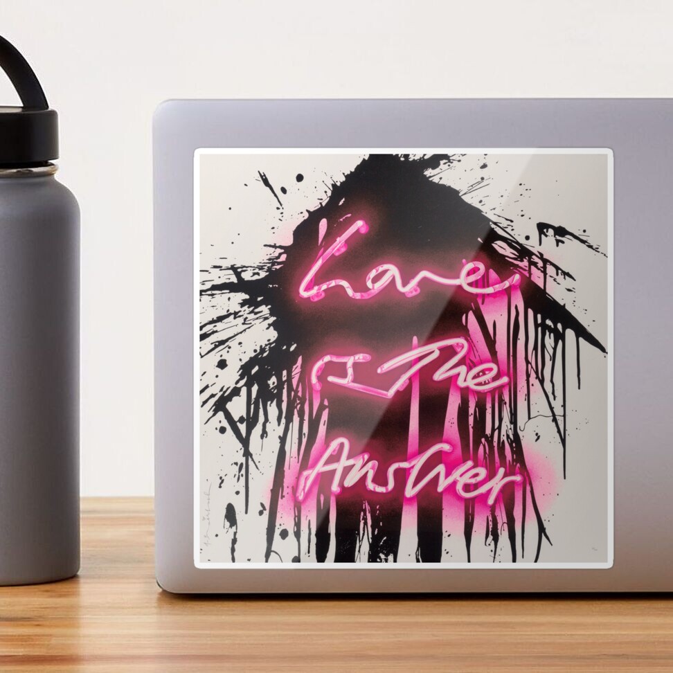 Love Is The Answer - Neon Spray Paint Art | Mounted Print