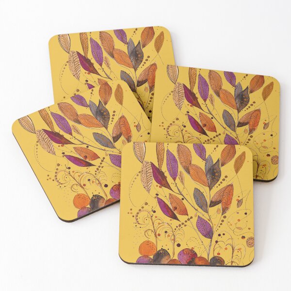 Item preview, Rocks and Leaves on Mustard designed and sold by Debrafarrellart.