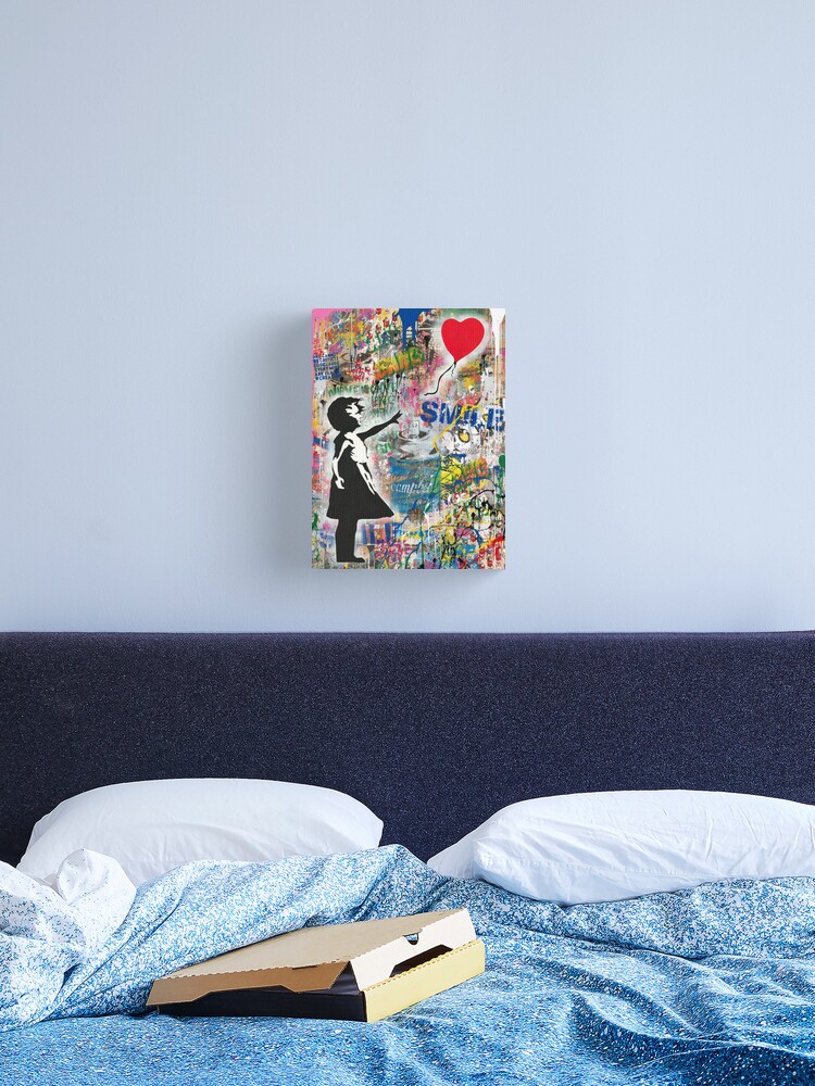 Thumbnail 1 of 3, Canvas Print, Balloon Girl Street Art Mashup designed and sold by WE-ARE-BANKSY.