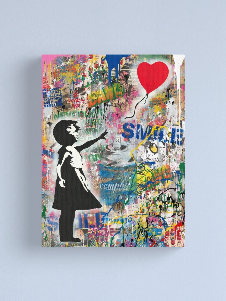Thumbnail 2 of 3, Canvas Print, Balloon Girl Street Art Mashup designed and sold by WE-ARE-BANKSY.