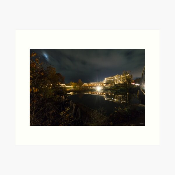 Back Of Restored Ozark Mill At Night Art Print