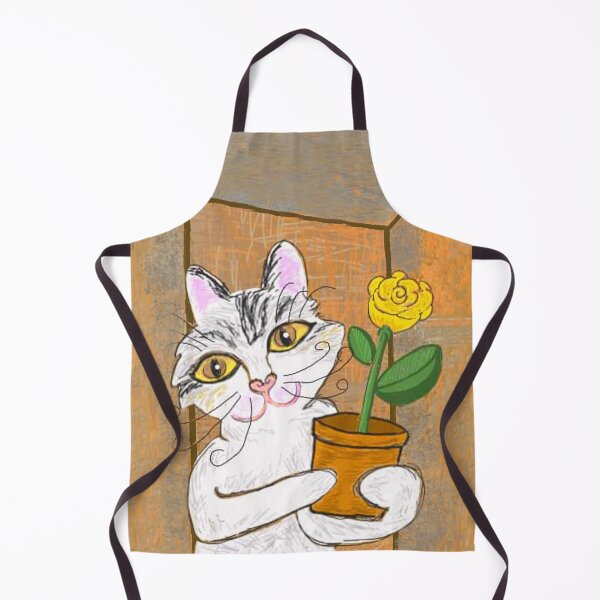 Item preview, Happy florist gardener cat with flower, art by Miguel Matos Official designed and sold by MiguelMatosArt.