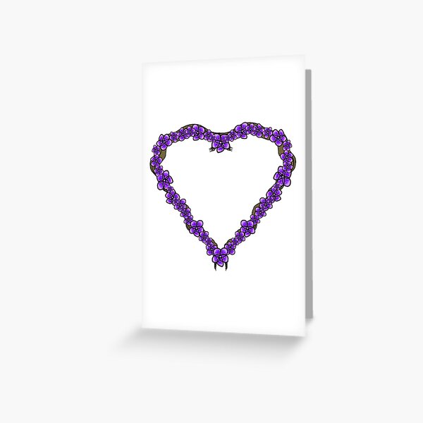 Violets for Sappho - Sapphic Floral Heart Greeting Card