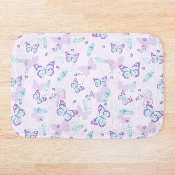Item preview, Purple seamless pattern with butterflies and crystals designed and sold by Dobermashka.