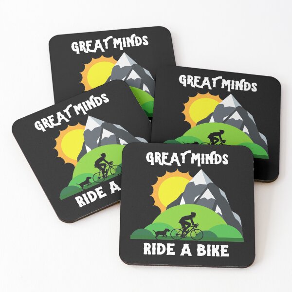Item preview, Great Minds Ride A Bike - Mountain Biker and Dog Landscape Text designed and sold by andrei49387.