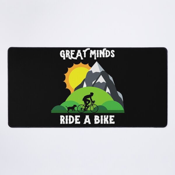 Item preview, Great Minds Ride A Bike - Mountain Biker and Dog Landscape Text designed and sold by andrei49387.