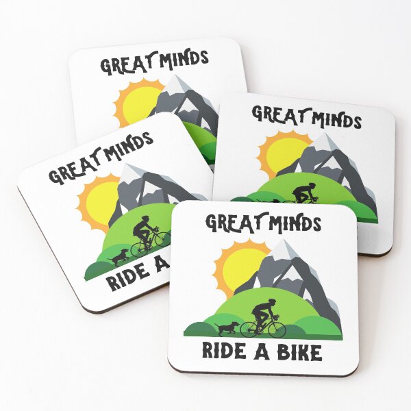 Item preview, Great Minds Ride A Bike - Mountain Biker and Dog Landscape Text Black designed and sold by andrei49387.
