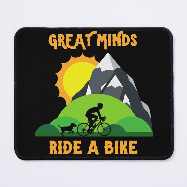 Item preview, Great Minds Ride A Bike - Mountain Biker and Dog Landscape Text Orange designed and sold by andrei49387.