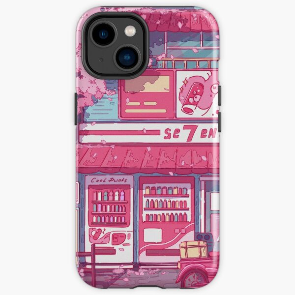 Disover The aesthetic Tokyo street with vending machines and a grocery store | iPhone Case