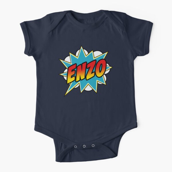 Boys Enzo Name Comic Book Superhero Short Sleeve Baby One-Piece