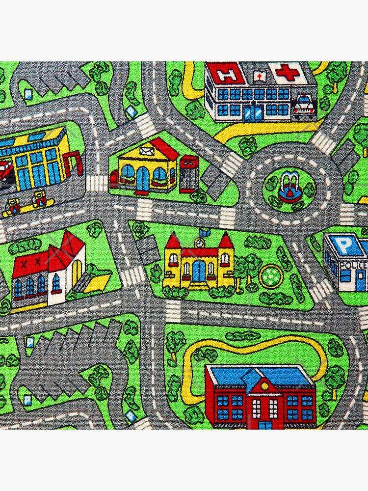 "90s nostalgia, nostalgic Track carpet Car Road Race Mat city" Sticker