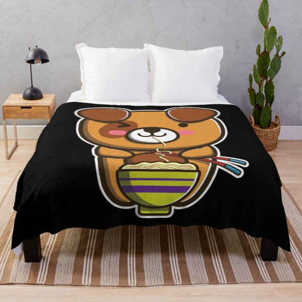 Item preview, Cute Japanese Dog Eating Ramen Noodle Kawaii Dog for kids print designed and sold by theodoros20.