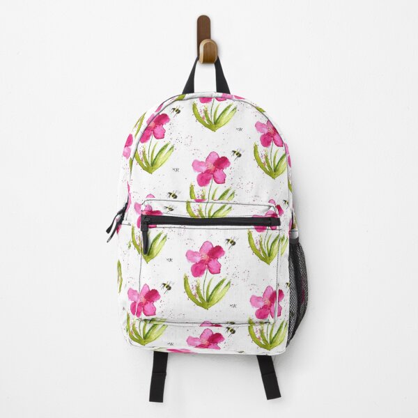 Item preview, Pink flower watecolor bumblebee summer garden designed and sold by Monika Howarth.