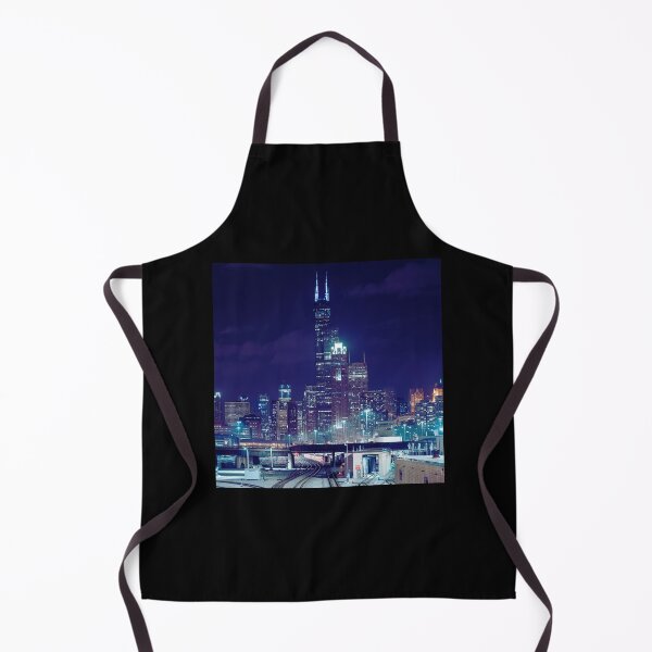 Item preview, Chicago, Skyline, Illinois, Train, Rail yard, Chicago at Night designed and sold by HeatherAP.