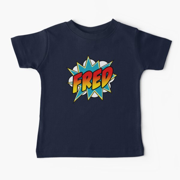 Boys Fred Name Comic Book Superhero Baby T-Shirt
