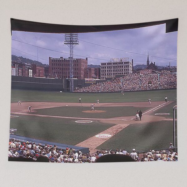 Item preview, Crosley Field, Redland Field, Cinncinnati Baseball Stadium, old ballparks, old stadiums, outfield bleachers, baseball, umpire, fielders, bases, bats, foul territory designed and sold by Nostrathomas66.