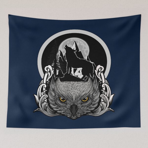 Item preview, Wolf and Owl: A Wilderness Inspired Illustration designed and sold by Momona-design.