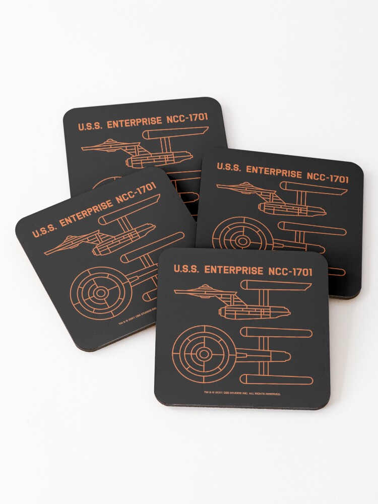 Star Trek USS Enterprise NCC 1701 Schematic Coasters Set of 4