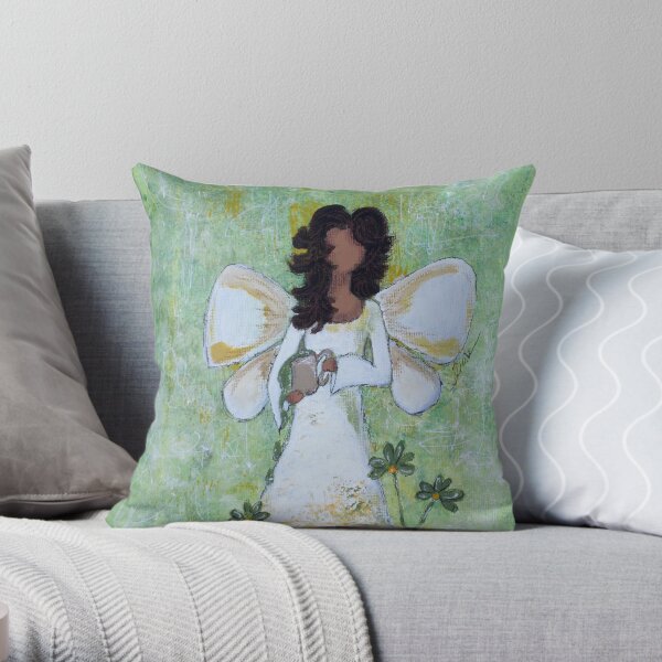 Angel of Abundance, African American, Angel, Black Angels, Latina Throw Pillow