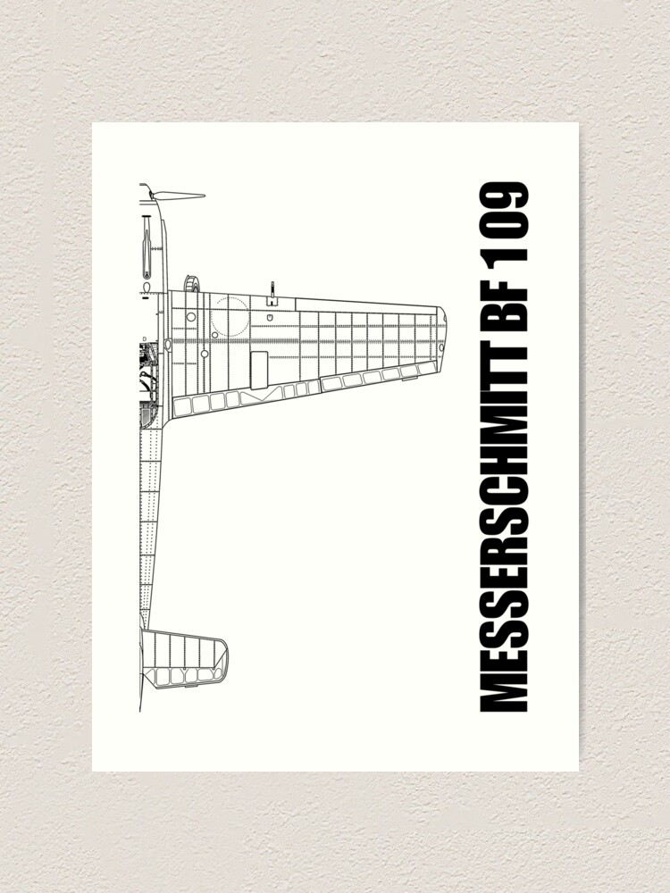 Messerschmitt Bf 109 Silhouette Black Top View Art Print For Sale By Magazinecombate Redbubble 5486