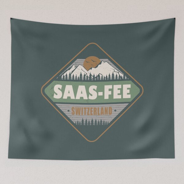 Item preview, Saas-Fee Switzerland Swiss Alps Vintage Hiking Design designed and sold by CynthiaGraphics.